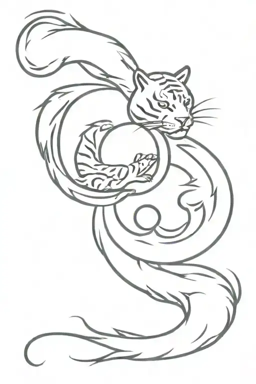 Ying Yang Tiger Dragon Wrapped