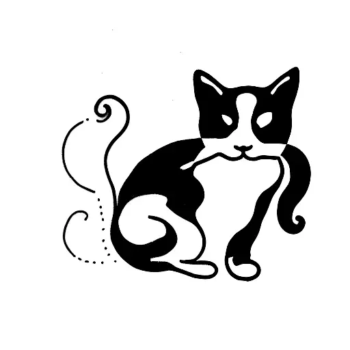 Back Of Black And White Cat