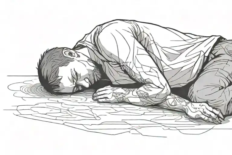 A Sad Person Laying On The Floor