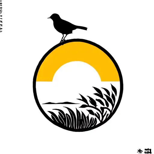 Olive Tree Bird And Sun Setting