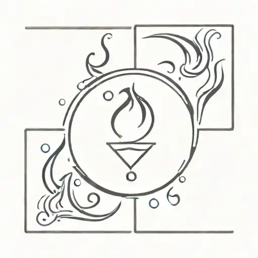 Water And Fire Symbol Incorporated With Two Dates
