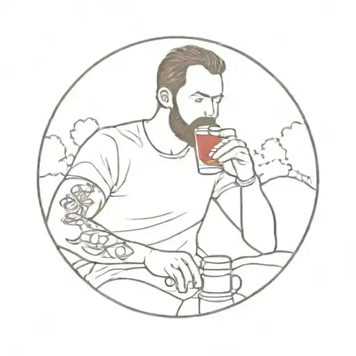 An Image Of A Man Drinking Sangria In The Park Surrounded By A Circle