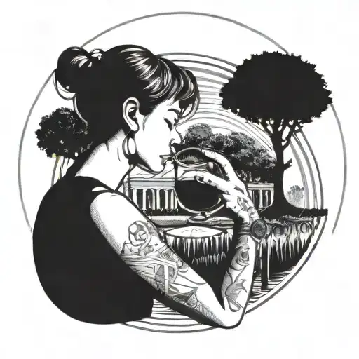 An Image Of A Person Drinking Sangria In The Park Surrounded By A Circle