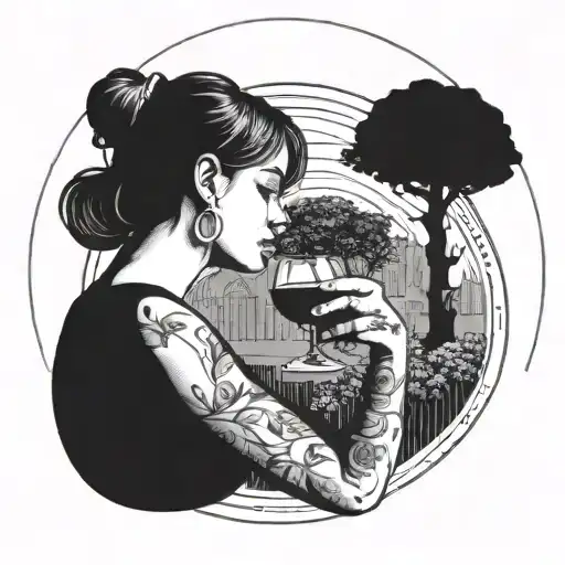 An Image Of A Person Drinking Sangria In The Park Surrounded By A Circle