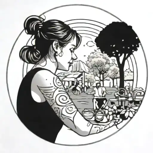 An Image Of A Person Drinking Sangria In The Park Surrounded By A Circle