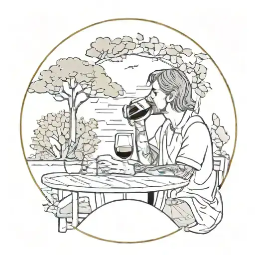 An Image Of A Person Drinking Sangria In The Park Surrounded By A Circle