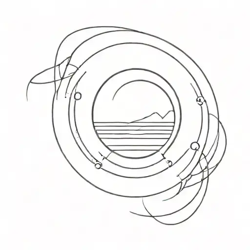 Circle With Five Straight Parallel Lines