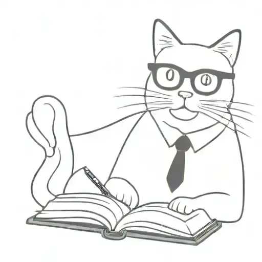 A Cat Looking Like A Professor With Glasses Reading A Book