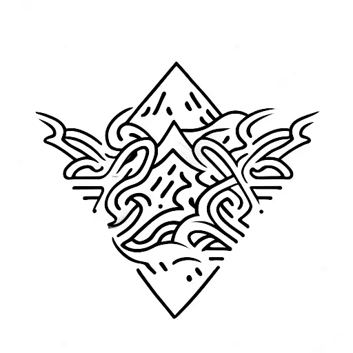 A Surfer Riding A Wave That Transforms Into A Mountain Peak