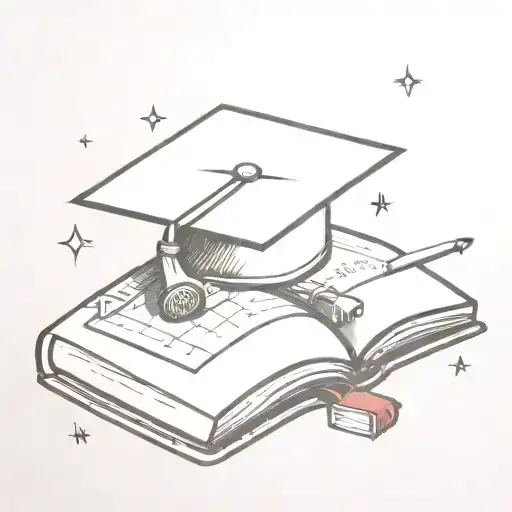 Cartoon Graduation Cap Sitting On An Open Book With Math Symbols Around It