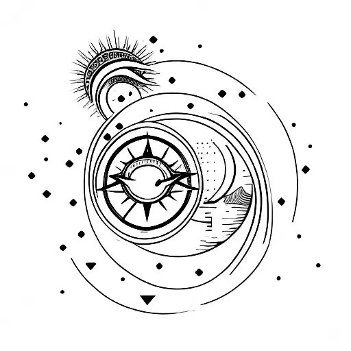 Hourglass With The Moon On The Top And The Sun On The Bottom