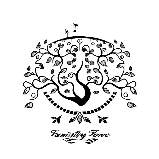 Family Tree With Musical Notes As Leaves