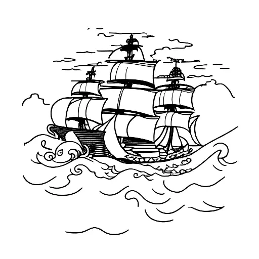 One Piece Pirate Ship Sailing On A Sea Of Water