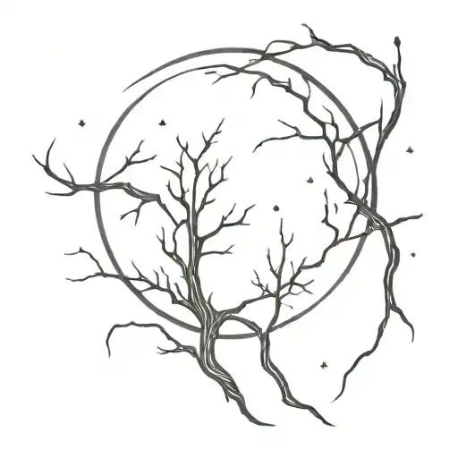 Moon Consisting Of Many Thorny Roots Growing Down
