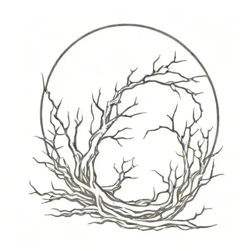 Moon Consisting Of Many Thorny Roots Growing Down