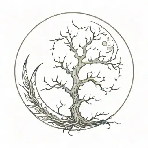 Moon Consisting Of Many Thorny Roots Growing Down