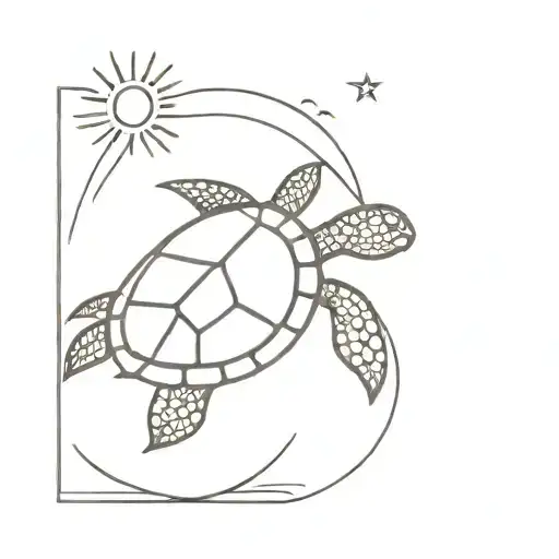 Turtle And Sun Setting
