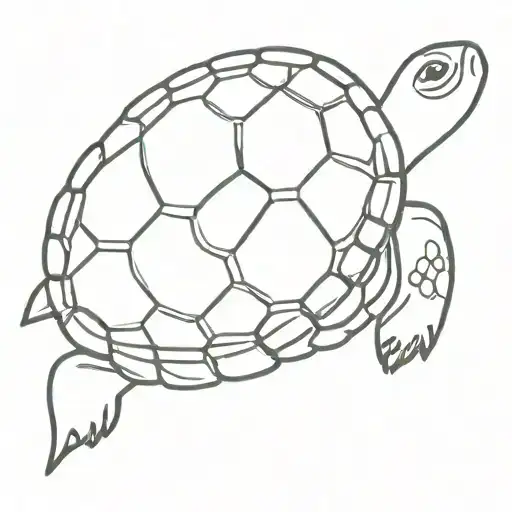 Small Fine Line Turtle With The Letters C And J