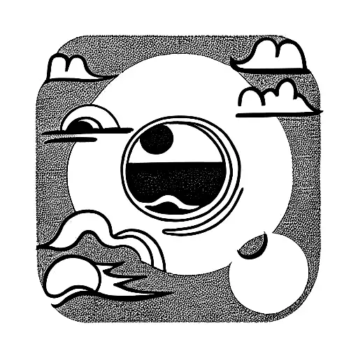 Sun And Moon With Waves