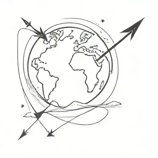 Half The World Away With Arrow Halfway Around World