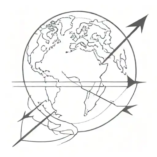 Half The World Away With Earth Halved And Arrow Halfway Around World