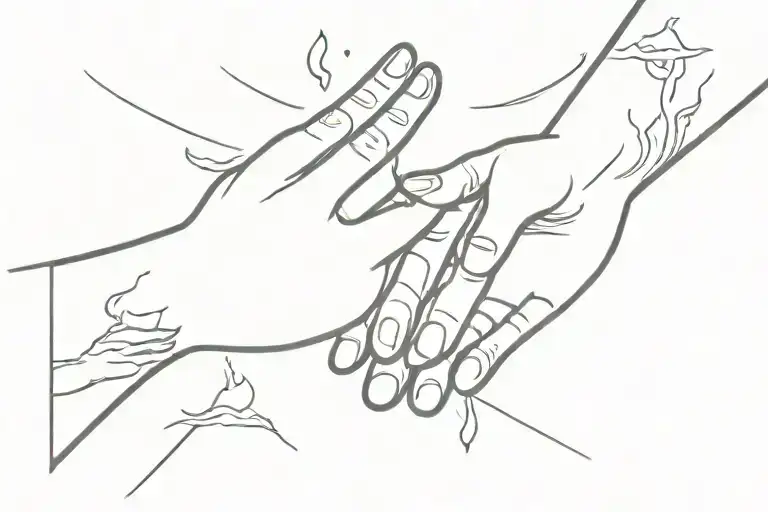 Two Hands Shaking One Is On Fire