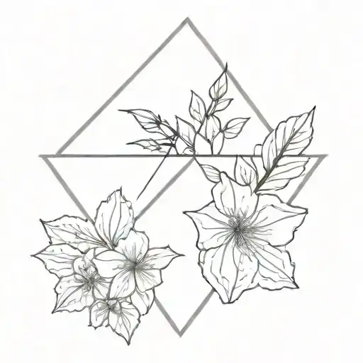 Inverted Triangle With July And February Birth Flower