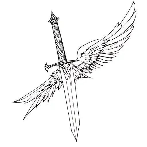 Geometric Fallen Angel And Sword