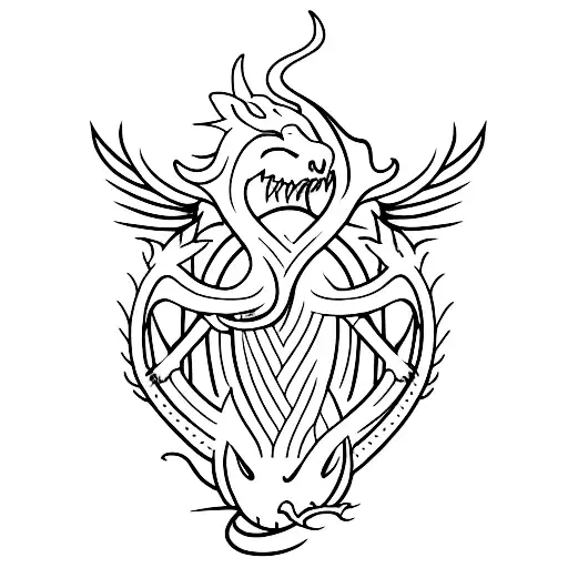 A Minimalist Tattoo Of A Dragon Dancing Gracefully