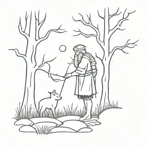 Druid In Dark Forest Scene