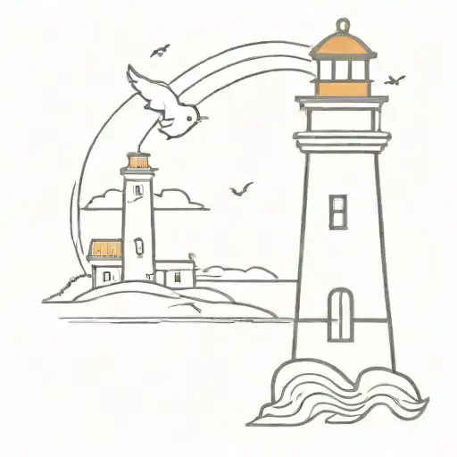 A Lighthouse With A Friendly Cartoon Ghost In The Top