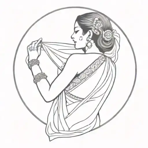 Tradtional Lady In Saree Moon Merging Together Symbolizing The Client's