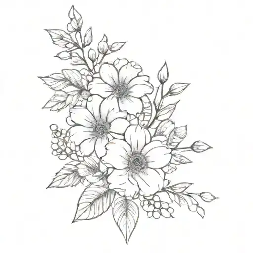 Flower Bouquet Fine Line