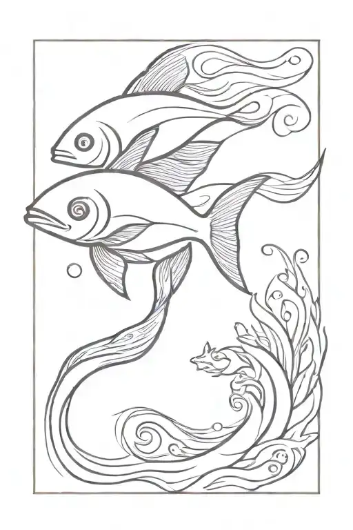 Pisces Fish With Waves