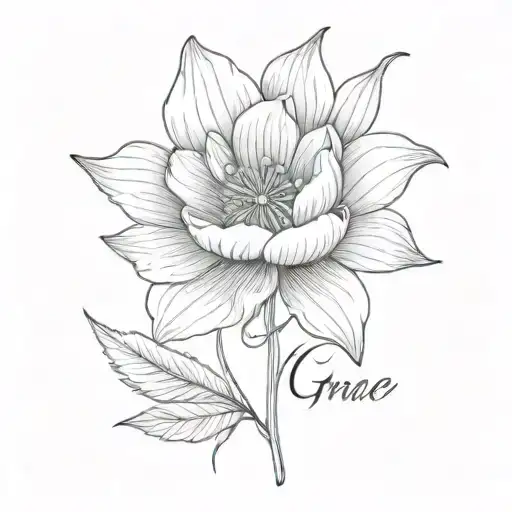 The Word Grace Threaded Into A Flower