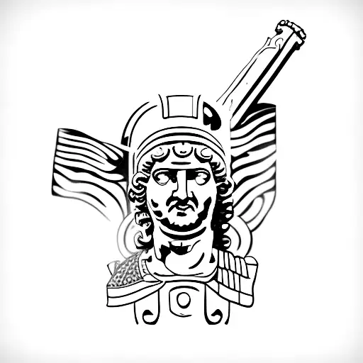 Roman Statue With An Ak In Hands