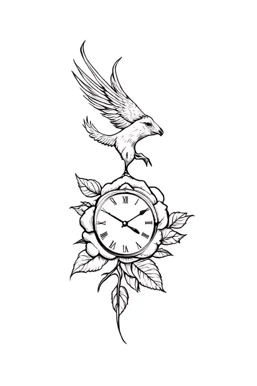 Rose Tattoo Horloge Vicking Naissance Pheonix