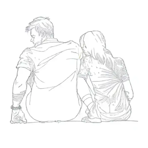 A Couple Sitting On The Grass In Front Of A Palm Tree