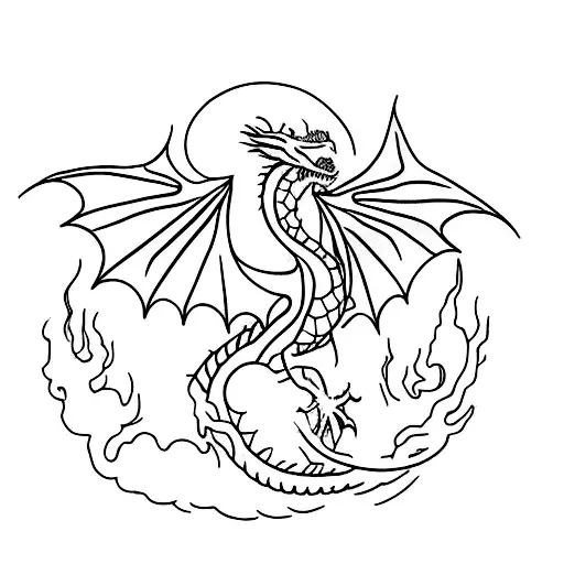 Design A Minimalist Tattoo Featuring A Dragon And Your Favorite Movie Scene