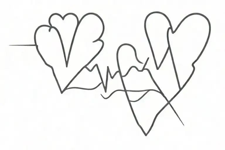 Heartbeat Symbol Connected To 2 Hearts