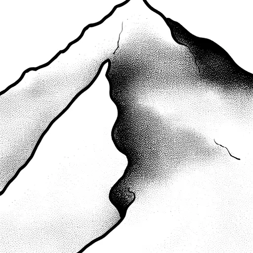 Single Mountain From Which One Line Will Be Heading Down As A Slope With Skier