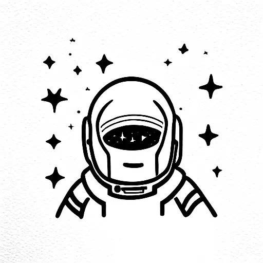 Astronaut With A Big Helmet In Space Looking Up Into The Stars