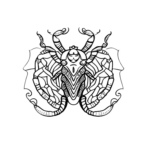 A Mandala-inspired Scorpion With The Name 'Ratri' Elegantly Woven Into The Design