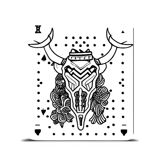 Bull Skull Playing Card Ace