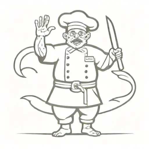 Brazilian Jui Jitsu And Chef Knife Cartoon Character