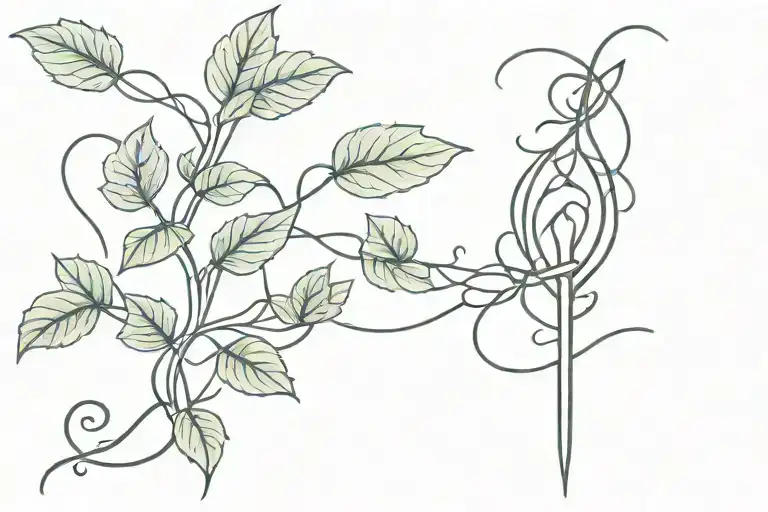 Poison Ivy Plant Intertwined With A Sword