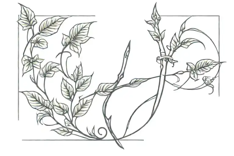 Poison Ivy Plant Around A Sword