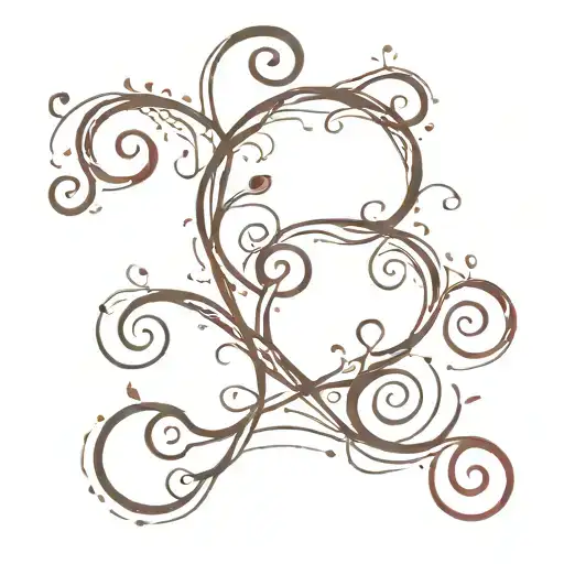 Delicate Curls With Droplets And A Bit Of Dark Red Color