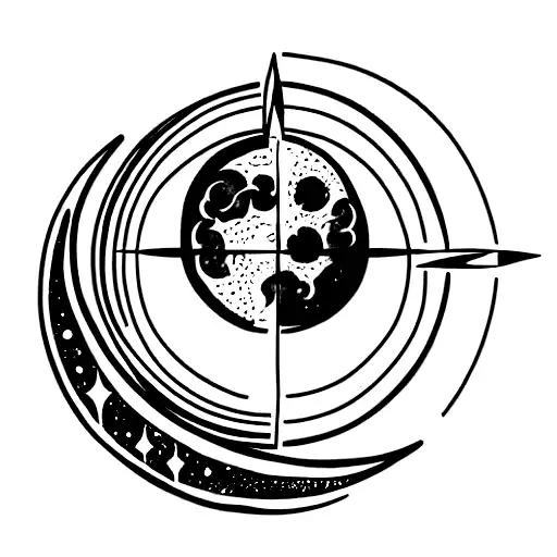 Moon Phase With Viking Compass And Unalome Neck