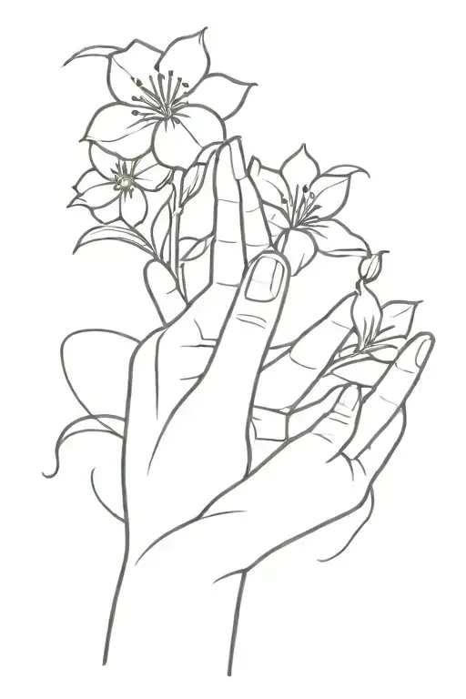 Female Hand Holding Flowers